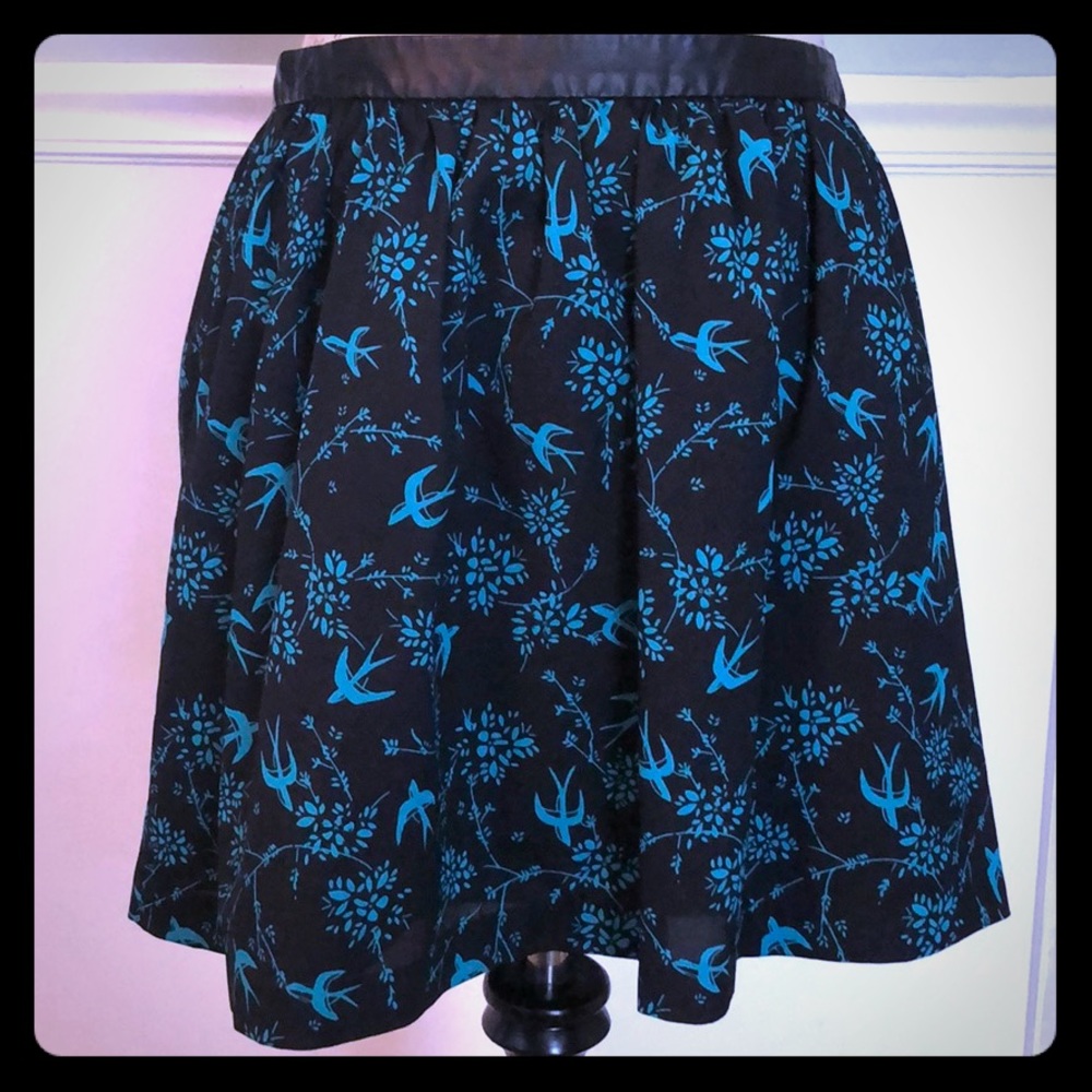 Eric+Lani black and teal sparrow/flower skirt